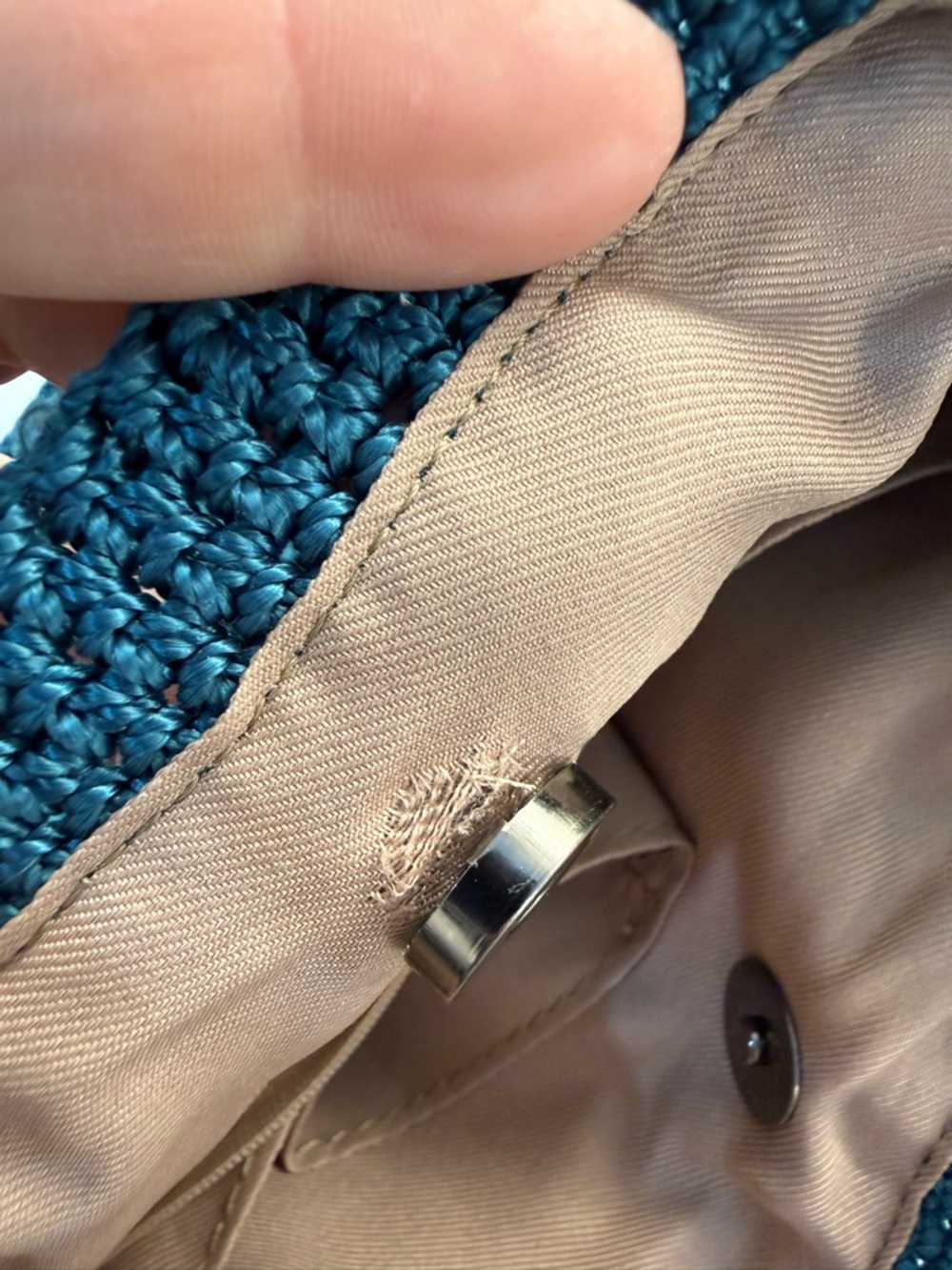 The Sak…Handmade Teal Crochet Crossbody Bag with Tassel - Picture 6 of 7